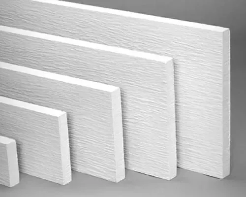 A swatch of white 5/4 Rustic James Hardie HardieTrim boards.