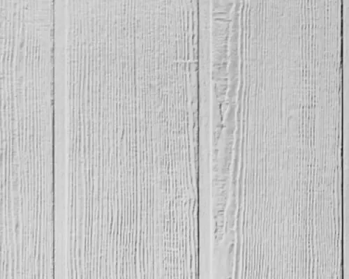 A swatch of white James Hardie Sierra 8 HardiePanel vertical siding.