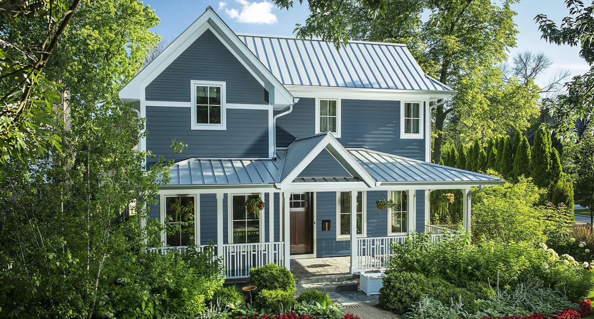 Home with Blue James Hardie Siding Installed